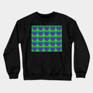 Colorful Hearts - Green, Blue, Purple Crewneck Sweatshirt